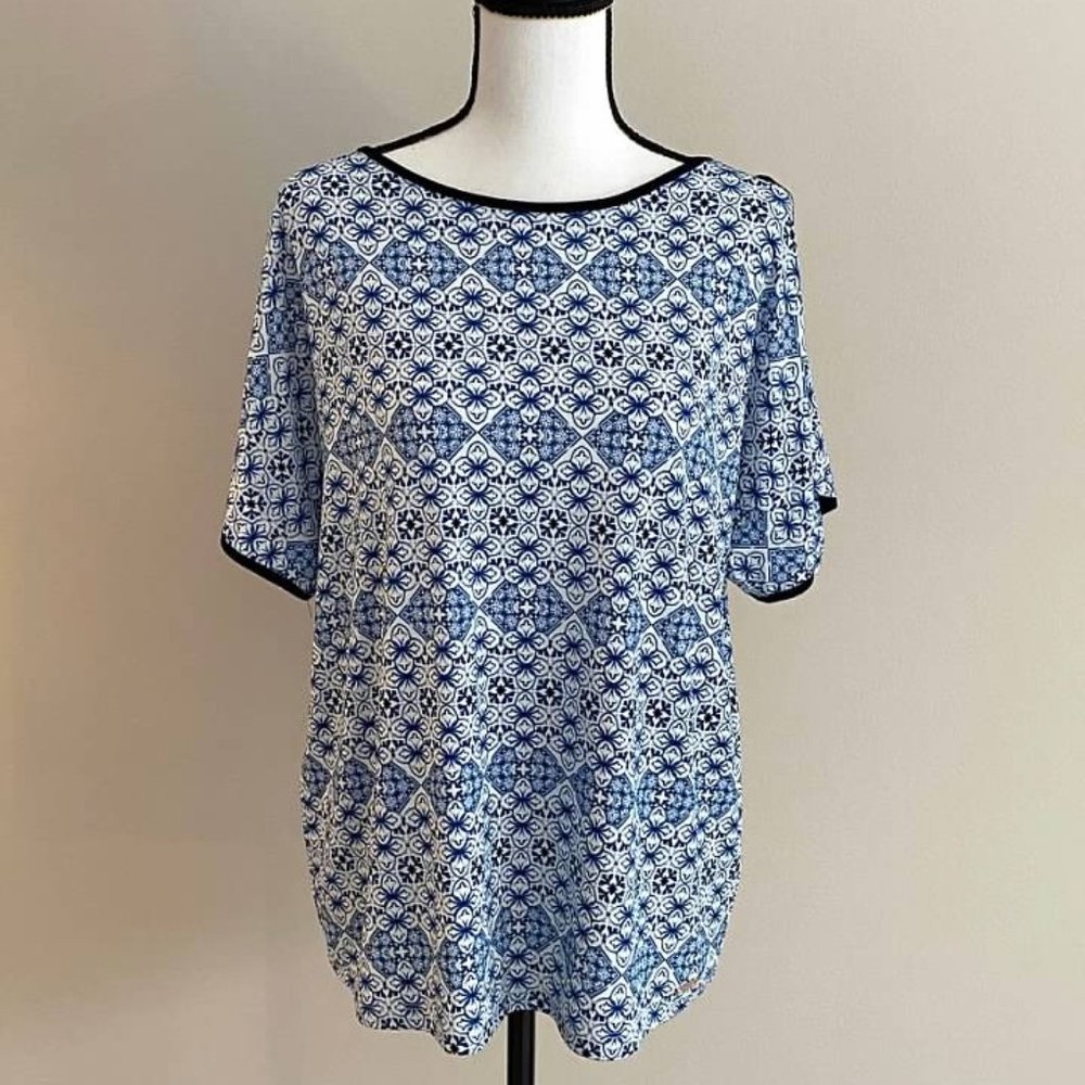 Ivanka Trump Printed Cold Shoulder Blouse